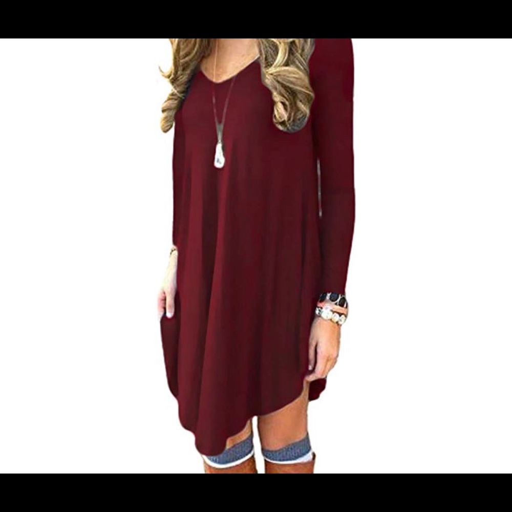 Women's Long Sleeve Casual Loose T-Shirt Dress